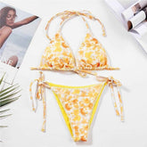 FLORAL DEEP V PUSH UP BIKINI TWO PIECE SWIMSUIT_CWMW0767