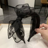 BLACK BIG BOW POLKA DOT HEADBAND_CWAHA2556