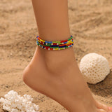BOHO BEADED ANKLET SET CRYSTAL GLASS BEADS_CWMM6354