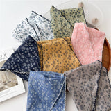 LACE TRIM COTTON LINEN FLORAL TRIANGLE SCARF_CWASC0850
