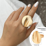 EXAGGERATED FRENCH DISC PLEATED METAL RING_CWAJE1824