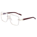 SQUARE FRAME FAUX WOOD GRAIN TEMPLE SUNGLASSES_CWASG0562