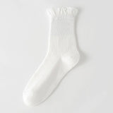 THIN SOLID RUFFLE CREW SOCKS FOR SUMMER_CWMS1374