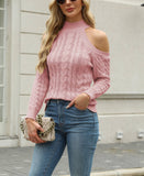 Twisted Half-Shoulder High Neck Knit Jacket