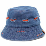LETTER DENIM HOLE COLORBLOCK BUCKET HAT_CWAH1551