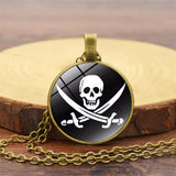 PIRATE SKULL ALLOY GLASS NECKLACE_CWAJE0707