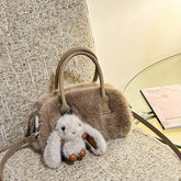 FLUFFY FOX FUR BAG WOMEN FASHION SHOULDER TOTE_CUAB00568