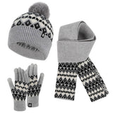 Winter Warm Jacquard Knitted Hat 3-Piece Set_Cwmm2794