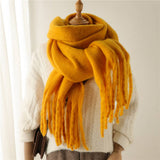 MOHAIR TASSEL SCARF FOR WINTER UNISEX LONG SHAWL_CWASC0965