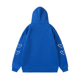 Spider Web Heart Zipper Fleece Hooded Cardigan