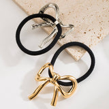 NEW METAL BOW HIGH ELASTIC DURABLE PONYTAIL TIE_CWAHA6215