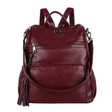 TASSEL DETAIL PU LEATHER BACKPACK SHOULDER BAG_CWAB0778