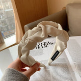 RUFFLED WIDE BRIM SOLID COLOR HEADBAND_CWAHA2838