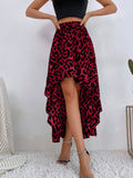 Trend Leopard Print Skirt With Irregular Hemline
