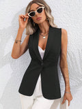 Solid Color Single Button Sleeveless Vest Coat