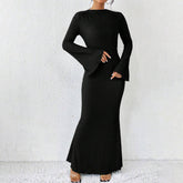 Trumpet Sleeve Long Fishtail Floor-Length Dress