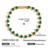 18K GOLD GREEN ZIRCON TENNIS CHAIN BRACELET_CWAJE4780