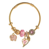 Trendy Elephant Charm Steel Couple Bracelet_Cwmm8598