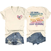 V-Neck And Fun Letters Elegant Womens T-Shirt