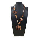 Wooden Beads Cube Heart Print Long Necklace_Cwmm4918
