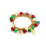 CHRISTMAS JEWELRY PEARL BELL DIAMOND BALL BRACELET_CWMM2610