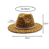 CHAIN LEOPARD PRINT TOP HAT WIDE BRIM JAZZ HAT_CWAH2583