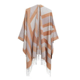GEOMETRIC TASSEL SPLIT WARM SHAWL_CWASC0308