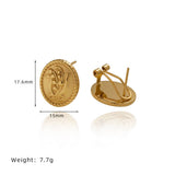 Vintage Floral Bellflower Oval Button Earrings