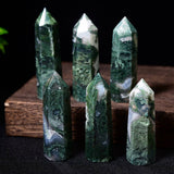 NATURAL MOSS AGATE POINTED CRYSTAL TOWER_CWMM8117