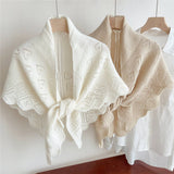 KNIT TRIANGLE SHAWL WRAP FOR SUMMER AIR ROOMS_CWASC0845