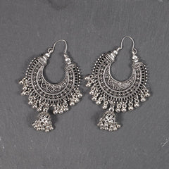 RETRO CRESCENT SHAPE EXAGGERATED BELL EARRINGS_CWAJE2239