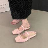 PINK LOW HEEL CLOSED TOE MARY JANE SLIDES_CWSHF0104