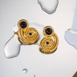 18K GOLD STAINLESS STEEL SPIRAL HOOP EARRINGS_CWASC1658