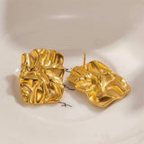 IRREGULAR HIGH GRADE SQUARE PLEATED EARRINGS_CWAJE5045