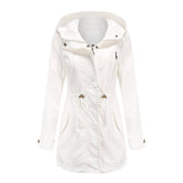 Womens Plus Size Cotton Hooded Trench Coat