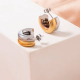 GEOMETRIC GOLD PLATED FASHION DOUBLE LAYER EARRINGS_CWMM3667