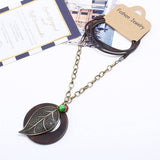 Wax Wire Alloy Large Leaf Long Necklace_Cwmm4619