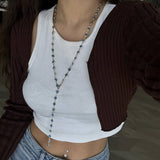 FASHIONABLE COLORFUL CRYSTAL Y SHAPED NECKLACE_CWMM3148