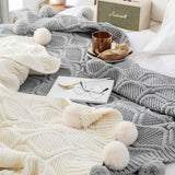 SOLID COLOR COMFORTABLE KNITTED BALL THROW BLANKET_CWMM2363
