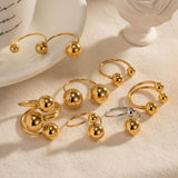 18K GOLD PLATE STAINLESS STEEL BALL RINGS_CWAJE0623