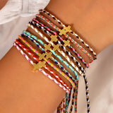 DIY HANDMADE FOUR COLOR COTTON CROSS BRACELET_CWMM3800
