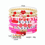 SWEET POLYMER CLAY LOVE PENDANT BRACELET SET_CWMM3523