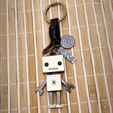 SIMPLE CARTOON CUTE ROBOT LEATHER KEYCHAIN_CWMM4699
