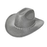 LASER STRIPE WESTERN COWBOY HAT WITH RHINESTONES_CWAH3654