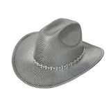LASER STRIPE WESTERN COWBOY HAT WITH RHINESTONES_CWAH3654
