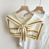 KNIT KNOT SHAWL STRIPED COLLAR WRAP FOR WOMEN_CWASC0848