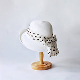 SUMMER WOMENS POLKA DOT BOW STRAW HAT_CWAH3507