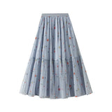REVERSIBLE FLORAL MESH PLEATED MIDI SKIRT_CWBMS0346