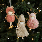 PLUSH GIRL DOLL WITH ANTLERS CHRISTMAS ORNAMENT_CWMM9683