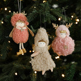 PLUSH GIRL DOLL WITH ANTLERS CHRISTMAS ORNAMENT_CWMM9683